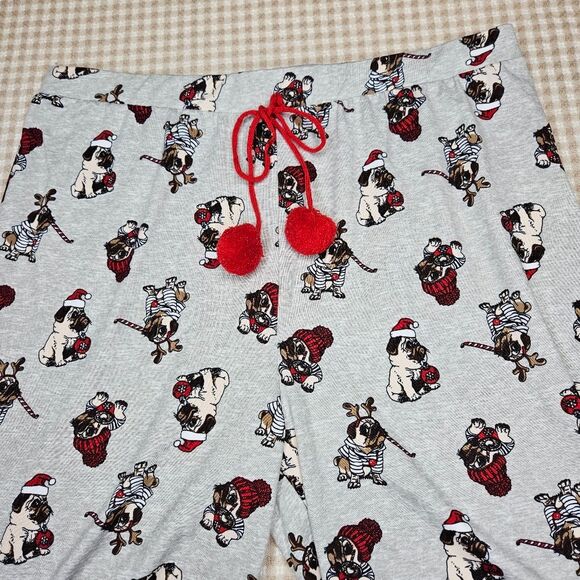 Santa's Treasures Christmas Dressed Pug Dogs Pull On Loungewear Pajama Pants - Picture 8 of 12